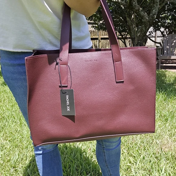 Rachel Zoe Burgundy Pebbled Leather Computer Tote – NWT - Picture 2 of 9